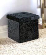 Crush Velvet Ottoman Storage Stool (15″ x 15″ x 15″) – Tufted Storage Box - Image 11