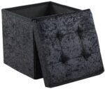 Crush Velvet Ottoman Storage Stool (15″ x 15″ x 15″) – Tufted Storage Box - Image 5