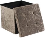 Crush Velvet Ottoman Storage Stool (15″ x 15″ x 15″) – Tufted Storage Box - Image 6
