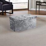 Crush Velvet Ottoman Storage Stool (30″ x 15″ x 15″) – Large Tufted Storage Bench - Image 10
