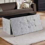 Crush Velvet Ottoman Storage Stool (30″ x 15″ x 15″) – Large Tufted Storage Bench - Image 5
