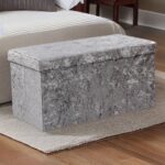Crush Velvet Ottoman Storage Stool (30″ x 15″ x 15″) – Large Tufted Storage Bench - Image 6