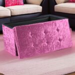 Crush Velvet Ottoman Storage Stool (30″ x 15″ x 15″) – Large Tufted Storage Bench - Image 8