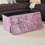 Crush Velvet Ottoman Storage Stool (30″ x 15″ x 15″) – Large Tufted Storage Bench - Image 9