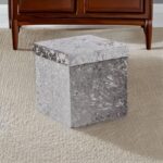 Crush Velvet Ottoman Storage Stool (15″ x 15″ x 15″) – Tufted Storage Box - Image 8