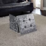 Crush Velvet Ottoman Storage Stool (15″ x 15″ x 15″) – Tufted Storage Box - Image 7