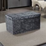 Crush Velvet Ottoman Storage Stool (30″ x 15″ x 15″) – Large Tufted Storage Bench - Image 7