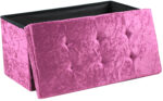 Crush Velvet Ottoman Storage Stool (30″ x 15″ x 15″) – Large Tufted Storage Bench - Image 14